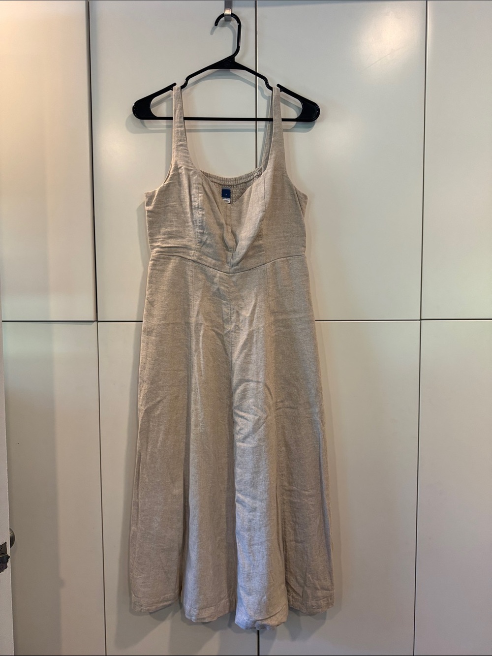 Old Navy Fit + Flare Linen-Blend Tan Tank Maxi Dress szS